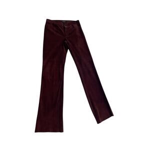 Vtg 90's Y2K Suede Leather Pants Straight Leg Brown Boho Mid Rise Womens Size 4